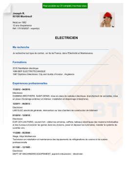 Recrutement CV ELECTRICIEN - réf: 1701050557, professionnel du