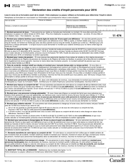 D&eacute;claration des cr&eacute;dits d`imp&ocirc;t personnels pour 2016
