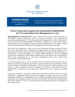 communiqué - Power Corporation of Canada