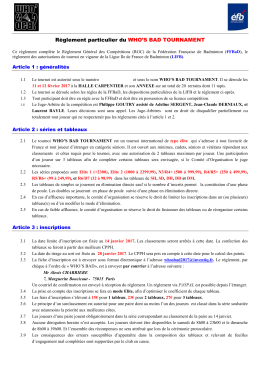 Règlement du tournoi