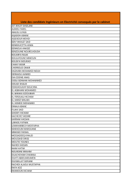Liste des condidats Ing&eacute;nieurs en Electricit&eacute; convoqu&eacute;s par le cabinet