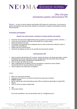 Offre d`Emploi Assistant(e) gestion administrative RH