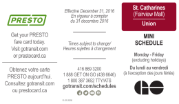 St. Catharines (Fairview Mall) Union MINI SCHEDULE