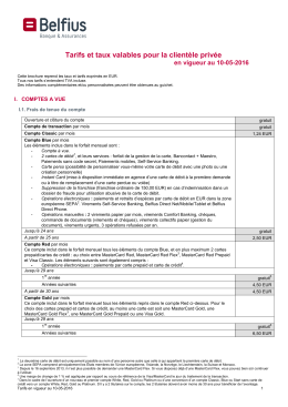 Tarifs et taux valables pour la clientèle privée