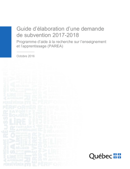 Guide d`&eacute;laboration d`une demande de subvention 2017