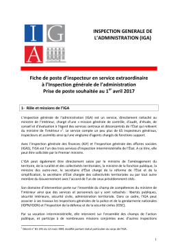 Fiche de poste - Minist&egrave;re de l`Int&eacute;rieur