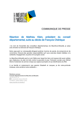 Réaction de Mathieu Klein, président du conseil départemental