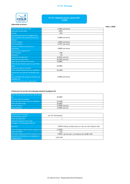 CP 121 Nettoyage CP 121 Indexation primes janvier 2017