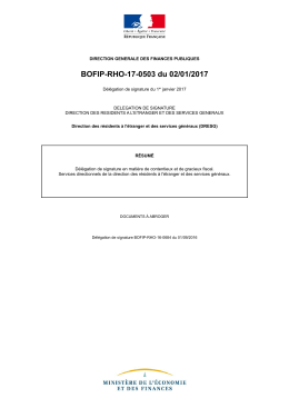 BOFIP-RHO-17-0503 du 02/01/2017 : Délégation de signature