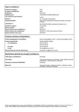 Appel à candidatures - Université de Bretagne-Sud