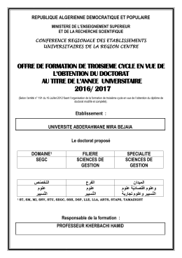 Sciences de Gestion - Université Abderrahmane Mira