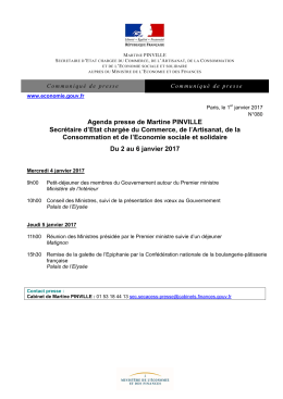 Agenda presse de Martine PINVILLE Secrétaire d`Etat chargée du