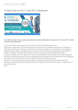 2e Smart Expo les 10 et 11 mars 2017 &agrave; Hammamet