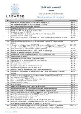 VENTE DU 20 janvier 2017 à 14 h00 CREDIT