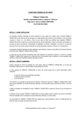 CONDITIONS G&Eacute;N&Eacute;RALES DE VENTE
