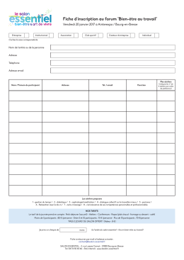 Fiche d`inscription au forum "Bien-&ecirc;tre au travail"