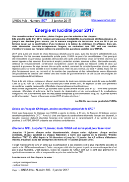 Énergie et lucidité pour 2017 - Unsa-info