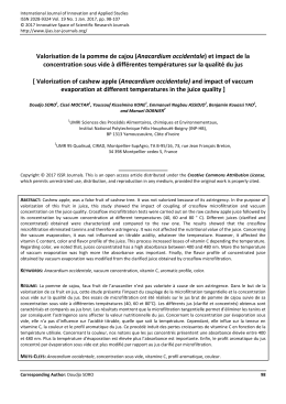 Valorisation de la pomme de cajou