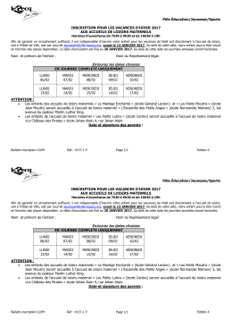 Entourez les dates choisies Entourez les dates choisies