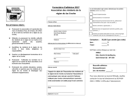 Formulaire d`adh&eacute;sion 2017 Association des r&eacute;sidents de la r&eacute;gion