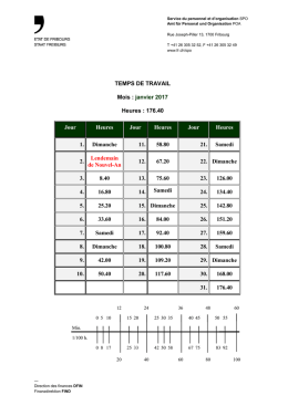 TEMPS DE TRAVAIL Mois : janvier 2017 Heures : 176.40 Jour
