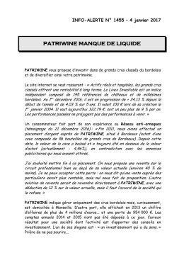 patriwine manque de liquide
