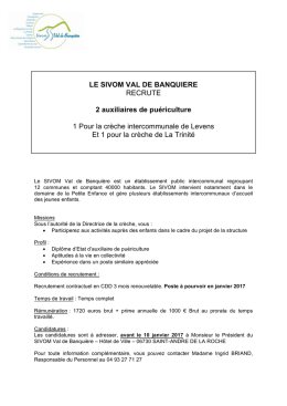 Télécharger l`offre - Sivom Val de Banquière