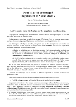 Paul VI a-t-il promulgué illégalement le Novus Ordo - Over-blog