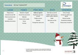 Du 9 au 13 Janvier 2017