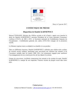 COMMUNIQUE DE PRESSE Disparition de Danièle KARNIEWICZ