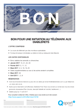 BON POUR UNE INITIATION AU TÉLÉMARK AUX DIABLERETS