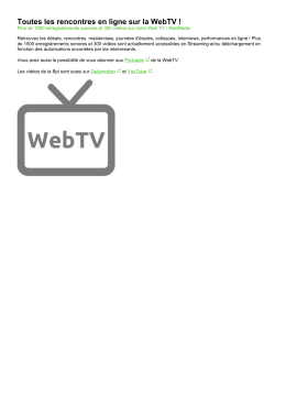 Toutes les rencontres en ligne sur la WebTV