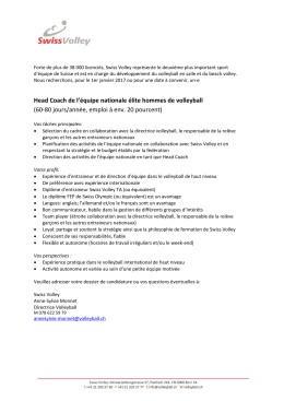 Head Coach de l`&eacute;quipe nationale &eacute;lite hommes de