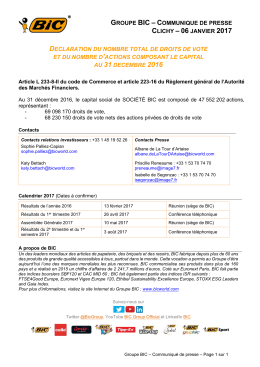 groupe bic – communique de presse clichy