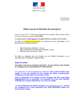 D&eacute;lais moyens d`obtention des passeports