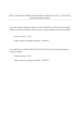 Bilan annuel contrat de liquidité au 31.12.2016