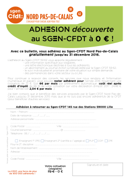 Adhésion Découverte Stagiaires 2016 - Sgen-CFDT Nord-Pas