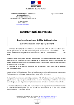 COMMUNIQUÉ DE PRESSE - Internet Services de l`Etat en Hautes