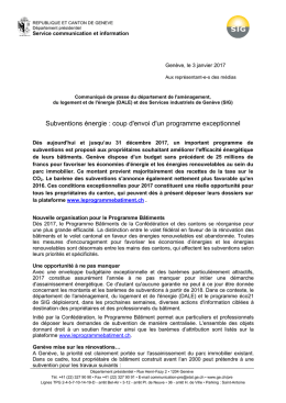 Subventions énergie : coup d`envoi d`un programme