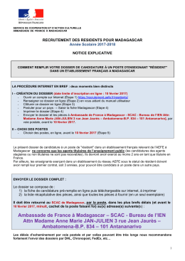 Madagascar - Recrutement des personnels R&eacute;sidents AEFE