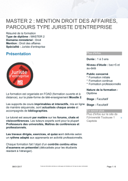 master 2 : mention droit des affaires, parcours type juriste d