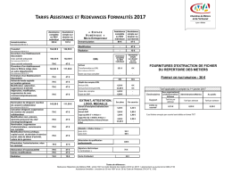 tarifs assistance et redevances formalités 2017