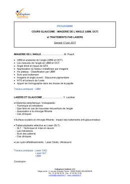 PROGRAMME COURS GLAUCOME : IMAGERIE DE L`ANGLE