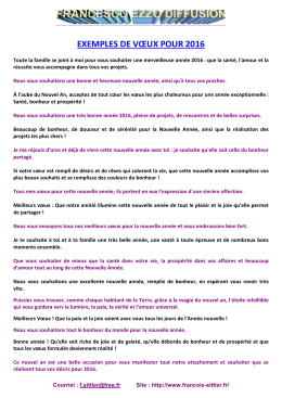 exemples de v&oelig;ux pour 2016