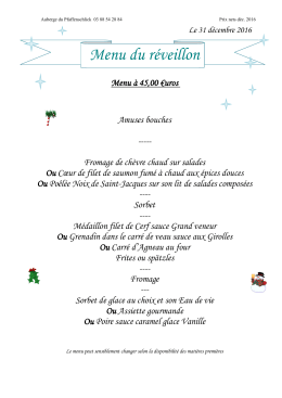 Menu F&ecirc;te de Famille - Auberge du Pfaffenschlick
