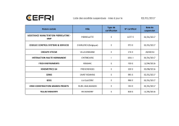 Liste des sociétés suspendues - mise à jour le 02/01/2017