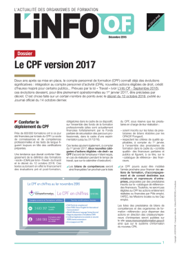 L`info O.F. N°23 - décembre 2016 - AGEFOS PME Ile-de