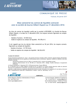 COMMUNIQUÉ DE PRESSE