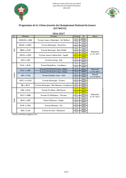 Programme de la 13ème journée du Championnat National de