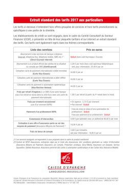 Extrait standard des tarifs 2017 aux particuliers